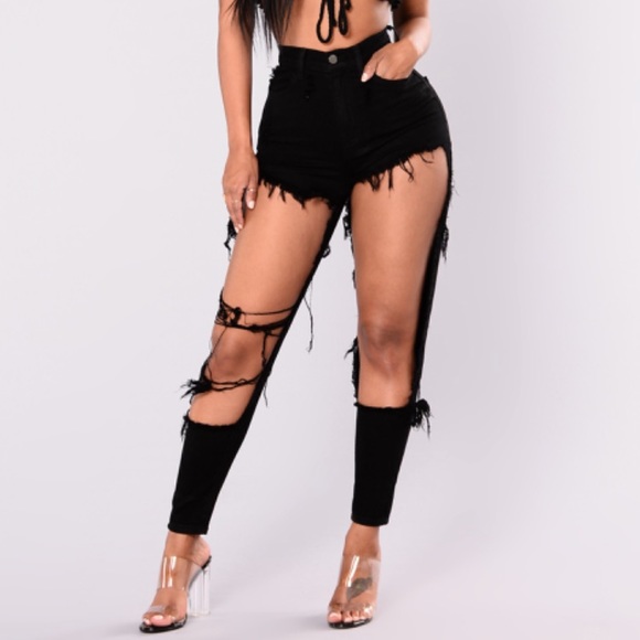 Black Distressed Jeans - Picture 1 of 10